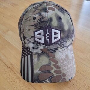 "Kryptek Camo Hat Adjustable Snapback‎ S&B Logo American Flag Hunting Cap"